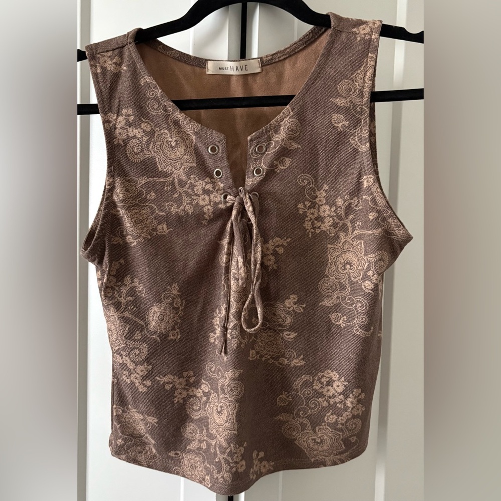 Must Have Brown Floral Tank Top